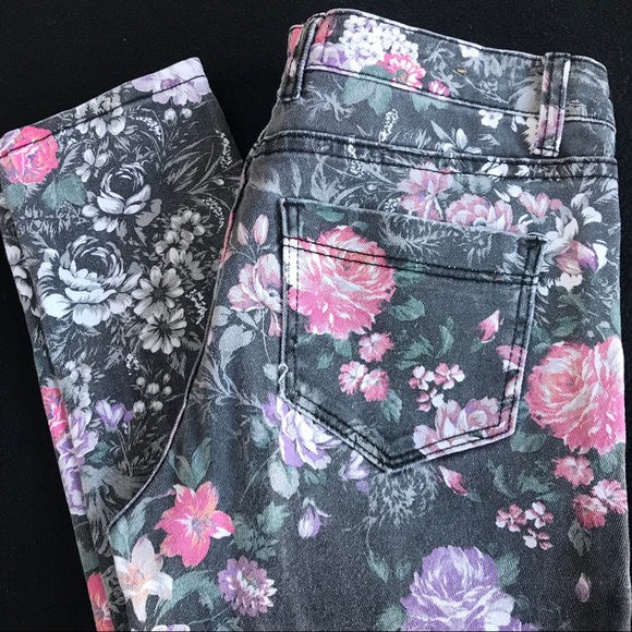 Colour Denim - Floral Faded Skinnies